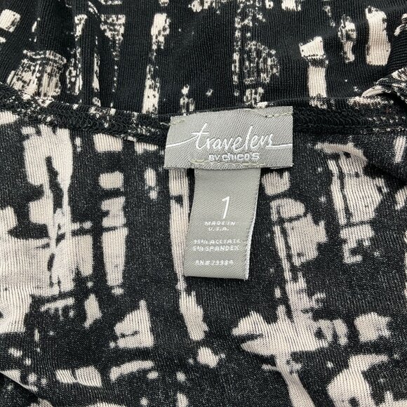 Chicos Travelers Black & White Abstract Sleeveless Scoop Neck Tank Small - Picture 5 of 7